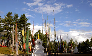 Small stupa with prayer flags
