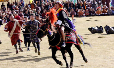 Horse race during Royal Highlander Festival of Laya held every year in october