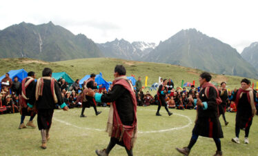 Cultural dance performed by locals duirng Jumolhari Mountain festival