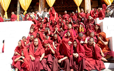 A group of monks during Thimphu Drupchen