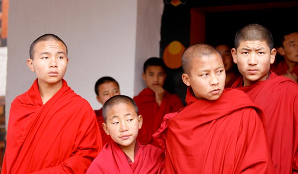 Monks at Rigsum Goenpa Monastery.