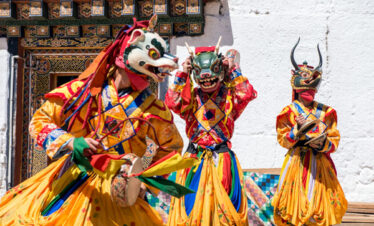 mask dance during gangtye festival tour in Phobjikha