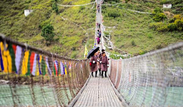 Suspension Bridge in Punakha