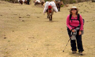 Dhur Hots spring Trek. Tourist walking