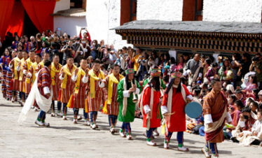 welcome dance by locals duirng Thimphu Drupchen