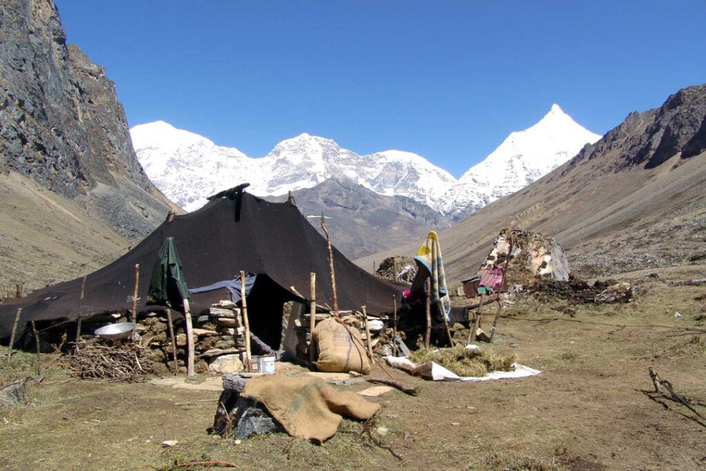 Yak herders camp during the round trek.