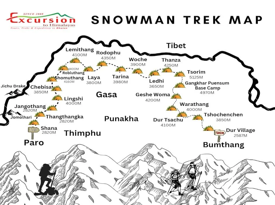 snowmen trek map