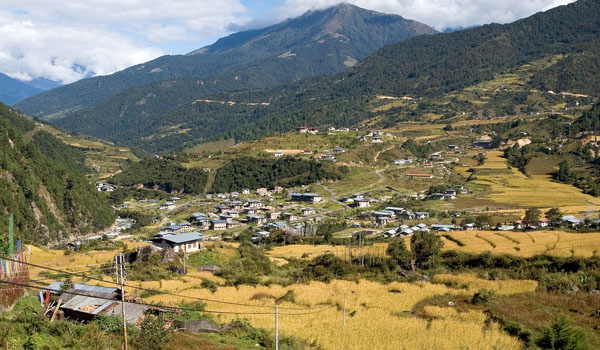 Village of Bhutan while travelling to Bhutan