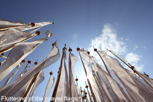 Fluttering of the prayer flags