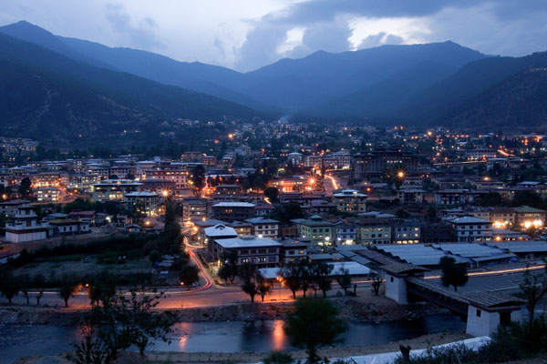 Thimphu City Night View during Travel to Bhutan from Philippines Manila