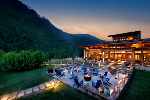 Guest Area with fire pit for bonfire in and Beyond River Lodge in Punakha