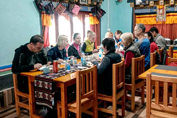 A group of tourist stopping for an early lunch