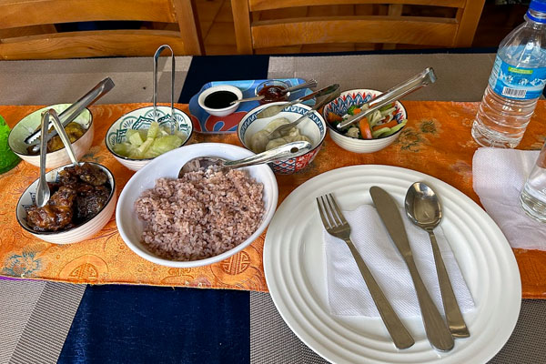 Different dish with red rice