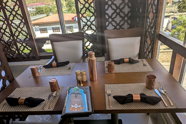 Neatly set dining table