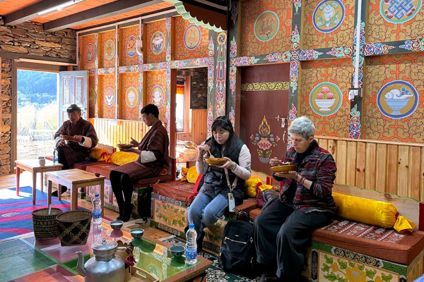 Tourist enjoying their lunch