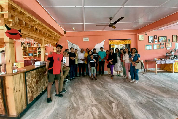 Tourist lining up for Buffet during lunch