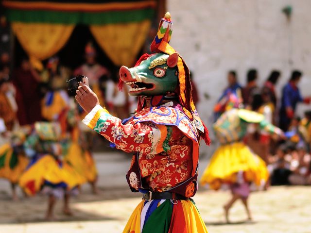 Paro Tsechu festival at Rinpung Dzong, Bhutan.